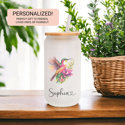 Hummingbird Glass Tumbler Customized