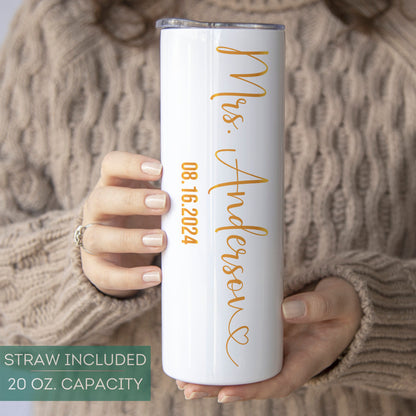 Personalized Mr & Mrs Wedding Tumbler Set - Custom Travel Cups for Newlyweds