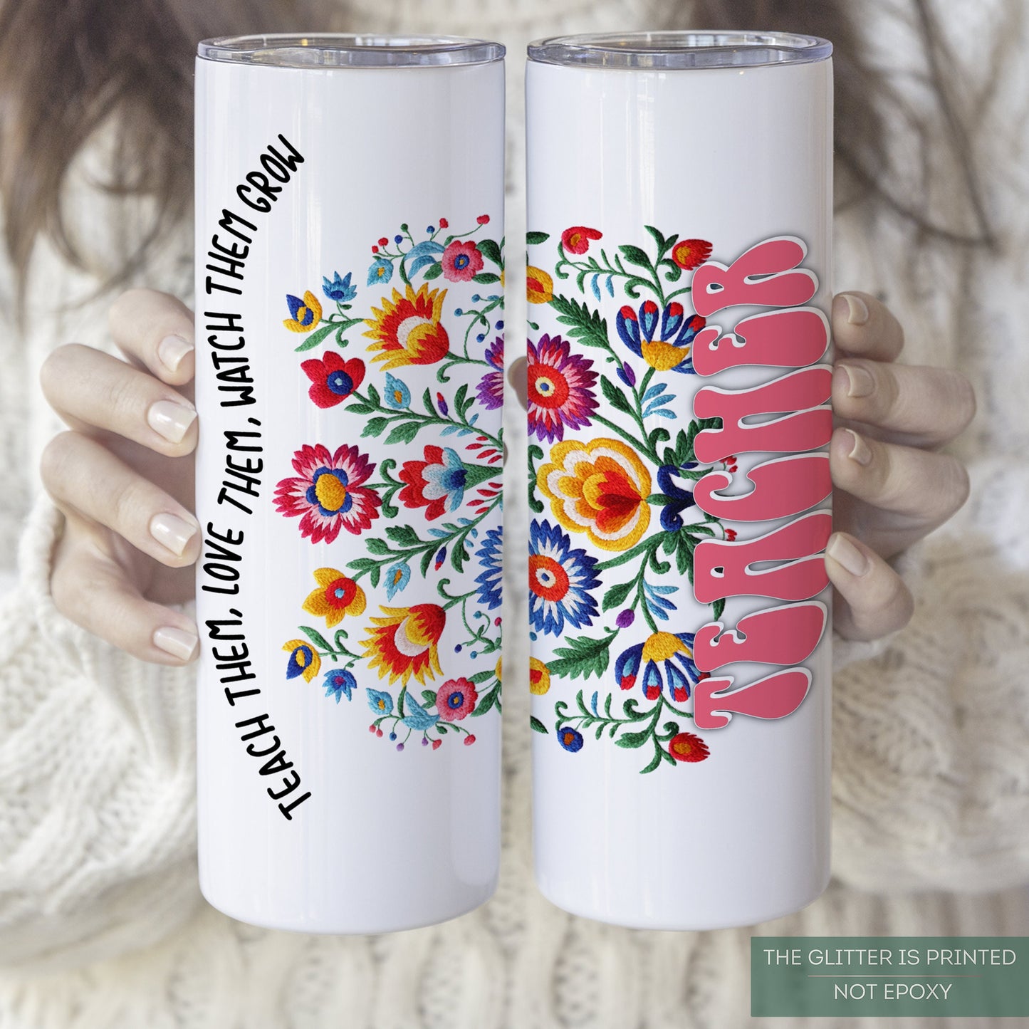 Personalized Wildflower Teacher Tumbler - Custom Floral Appreciation Gift for Educators