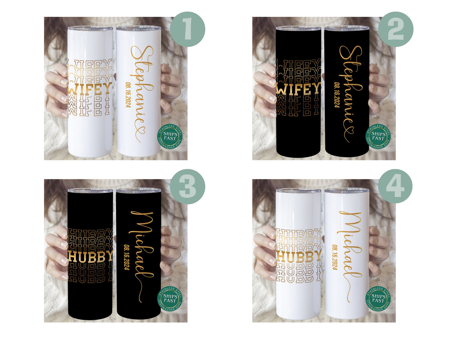 Personalized Wifey & Hubby Tumblers - Custom Couple Gift for Him and Her