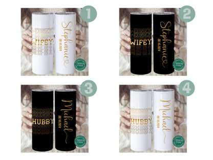 Personalized Wifey & Hubby Tumblers - Custom Couple Gift for Him and Her