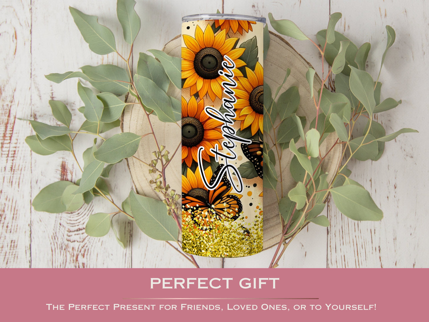 Personalized Sunflower Tumbler - Custom Floral Gift for Women and Sunflower Lovers