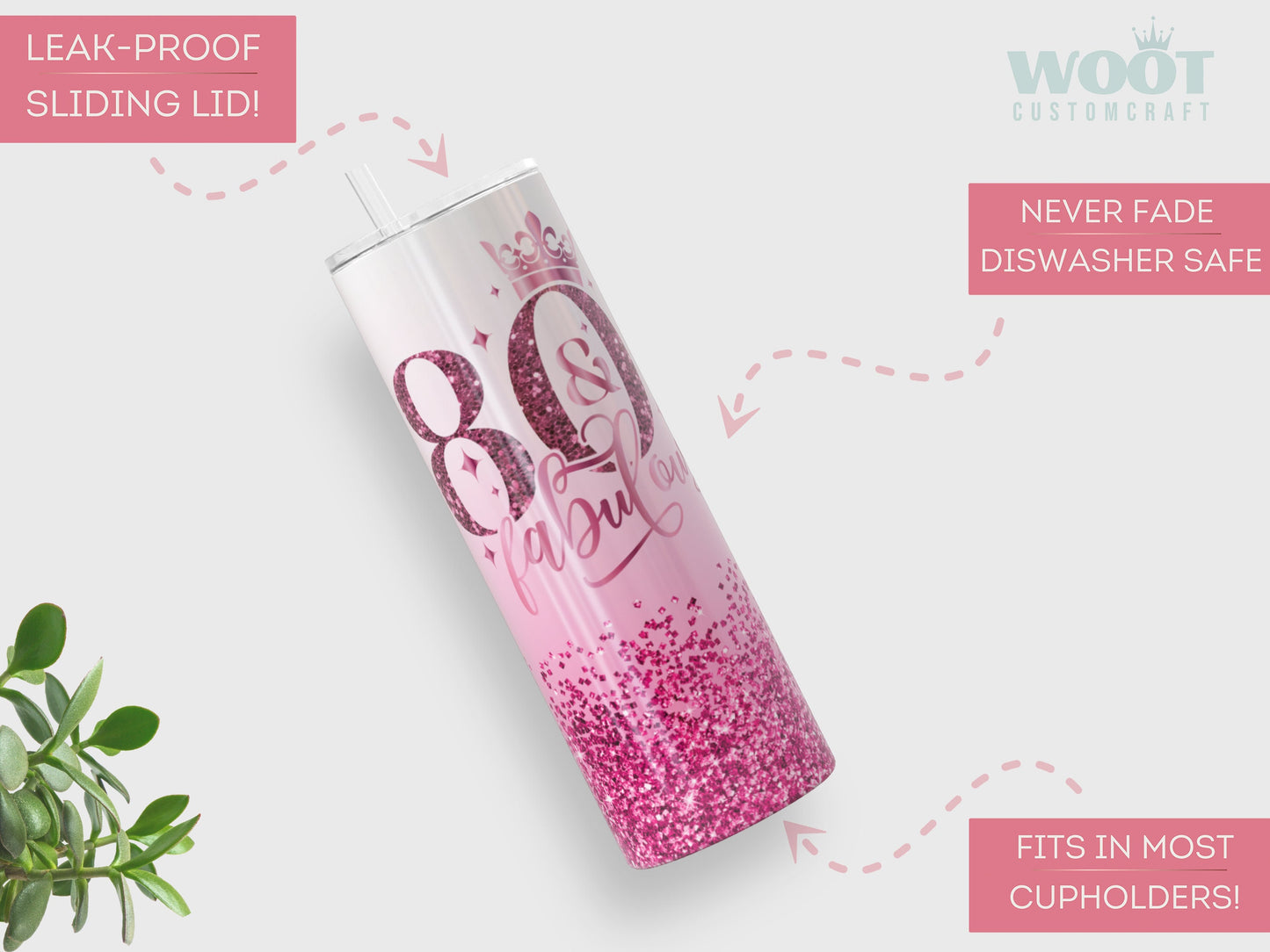 Personalized 80th Birthday Tumbler - Fabulous Gift for Her 80th Birthday Cup