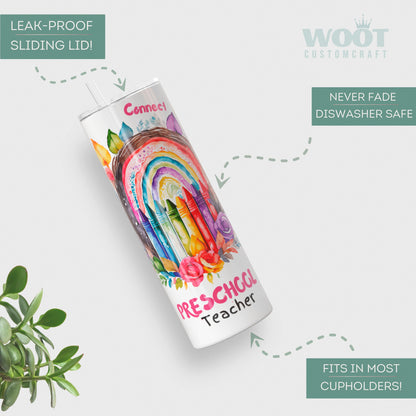 Personalized Preschool Teacher Tumbler - Ideal Appreciation Gift Travel Cup