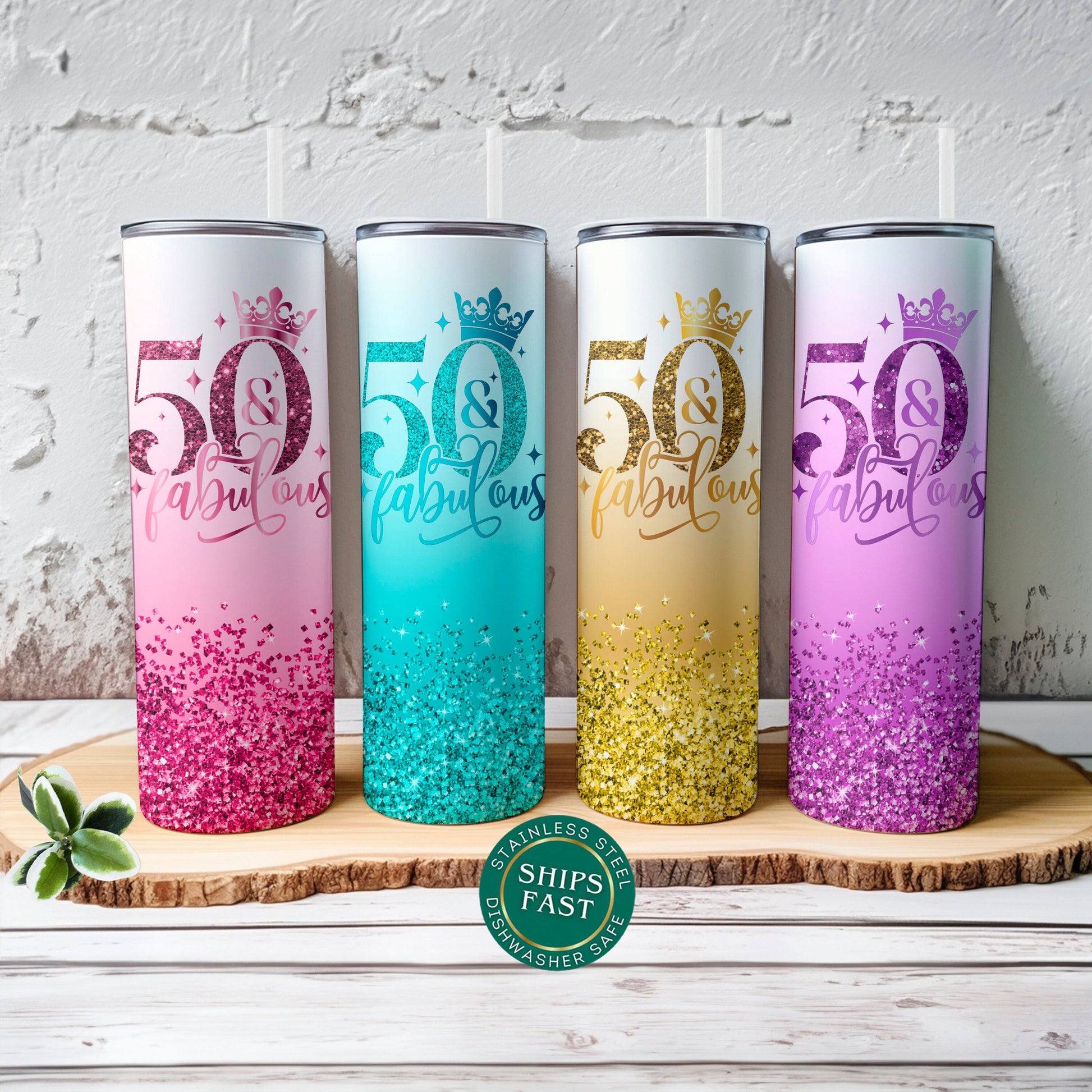 50 and Fabulous Birthday Tumbler Personalized