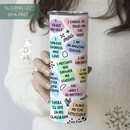 Teacher Daily Affirmation Tumbler Personalized, Teacher Gift, Teacher Affirmation Personalized, Teacher Tumbler, Teacher Appreciation Gift