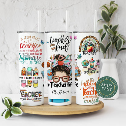 Personalized Teacher Life Tumbler - Custom Teacher Fuel Appreciation Gift