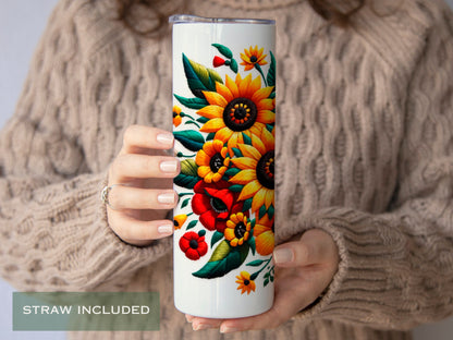 Personalized Sunflower Tumbler - Custom Gift for Sunflower Lovers