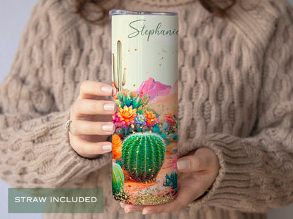 Personalized Cactus Tumbler - Custom Gift for Succulent Lovers and Her