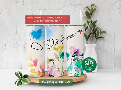 Personalized Nurse Tumbler with Stethoscope Design - Nurse Appreciation Gift & Travel Mug