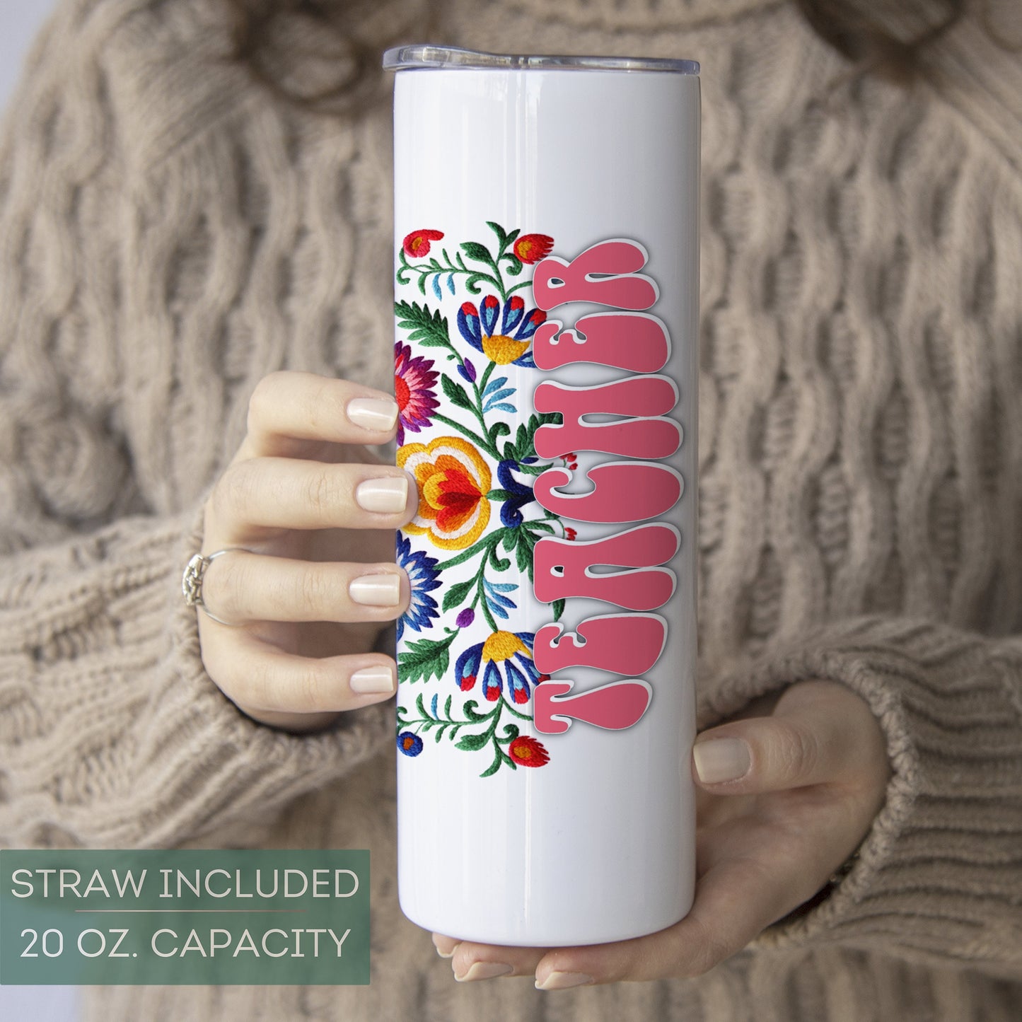 Personalized Wildflower Teacher Tumbler - Custom Floral Appreciation Gift for Educators