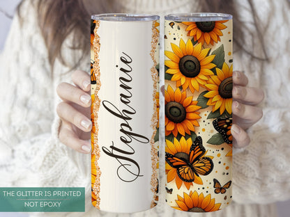 Personalized Sunflower Tumbler - Custom Floral Gift for Sunflower Lovers