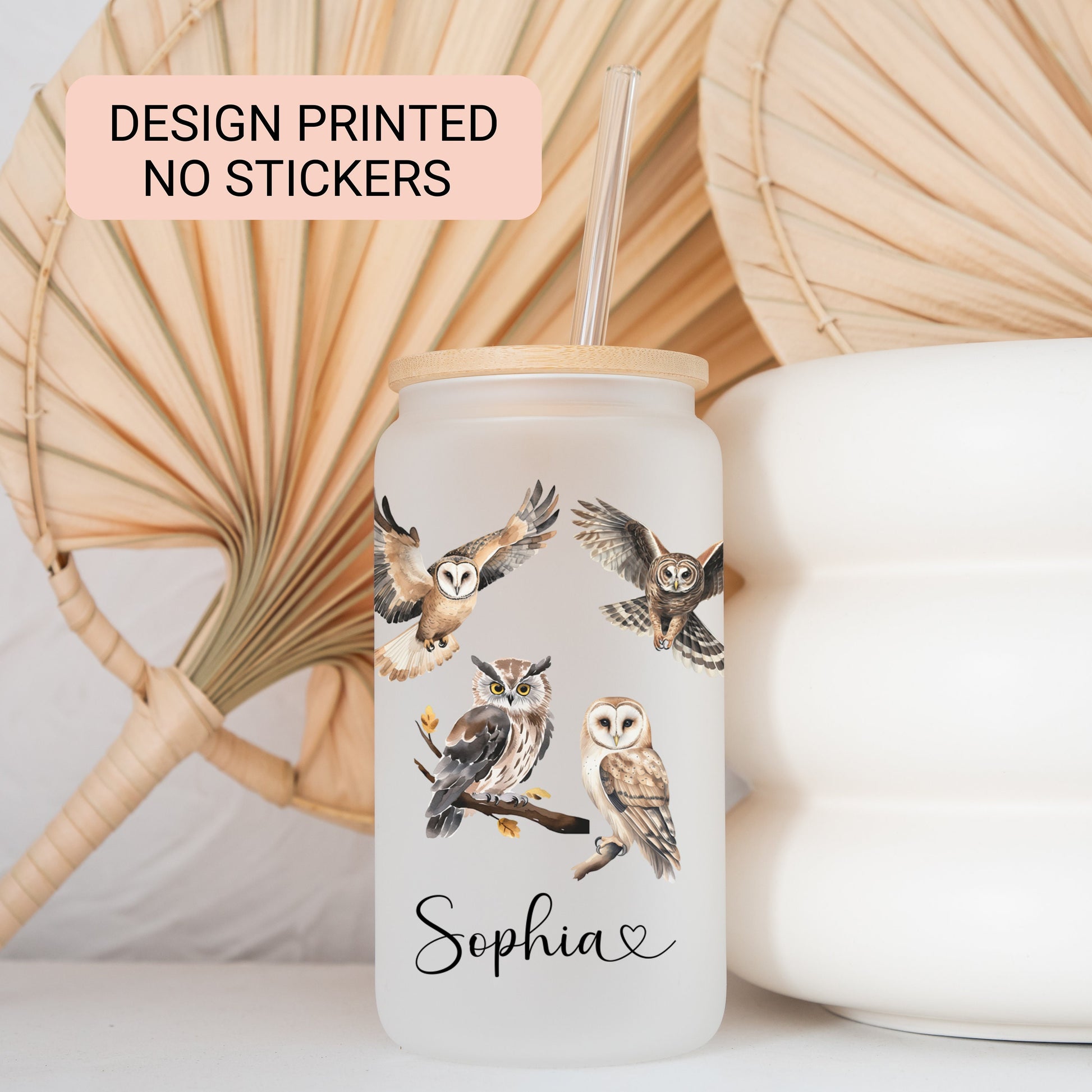 Owl Frosted Glass Cup Owl Glass Tumbler