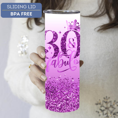 Personalized 30th Birthday Tumbler - Fabulous Glitter Cup for Her