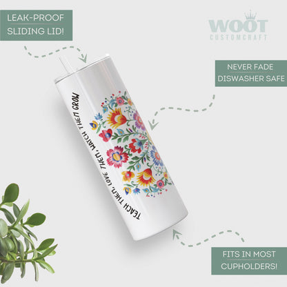 Personalized Wildflower Teacher Tumbler - Custom Floral Appreciation Gift for Educators