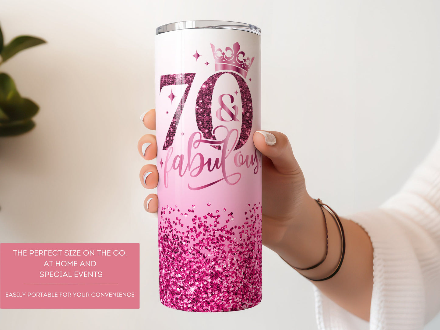 Personalized 70th Birthday Tumbler - Fabulous Gift Travel Cup for Her