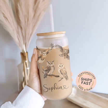 Owl Cup Personalized Owl Glass Cup