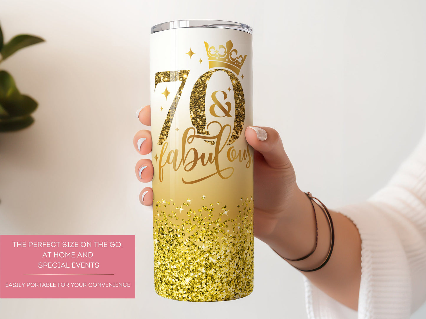 Personalized 70th Birthday Tumbler - 70 and Fabulous Gift for Her