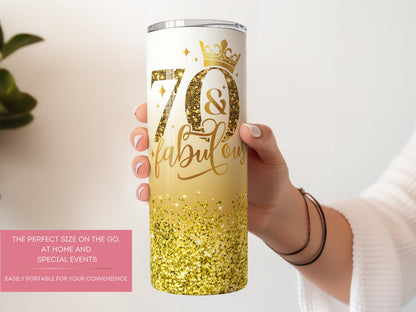Personalized 70th Birthday Tumbler - 70 and Fabulous Gift for Her