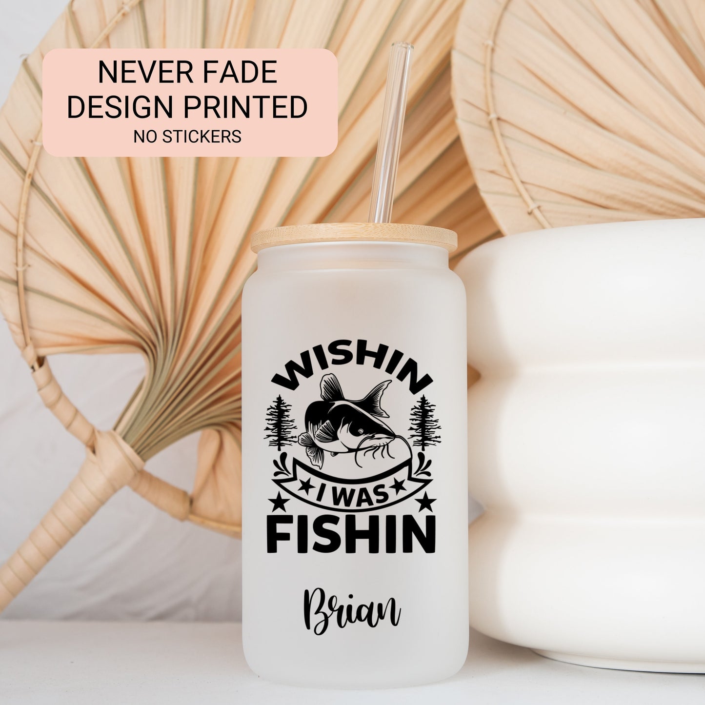 Personalized Fishing Frosted Tumbler - Don't Be a Dumb Bass Iced Coffee Cup