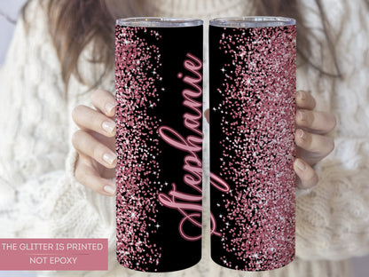 Rose Gold Ombre Glitter Tumbler - Sparkling Gift for Her or Mom