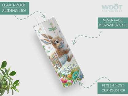 Personalized Rabbit Tumbler - Floral Gift for Rabbit Lovers and Easter