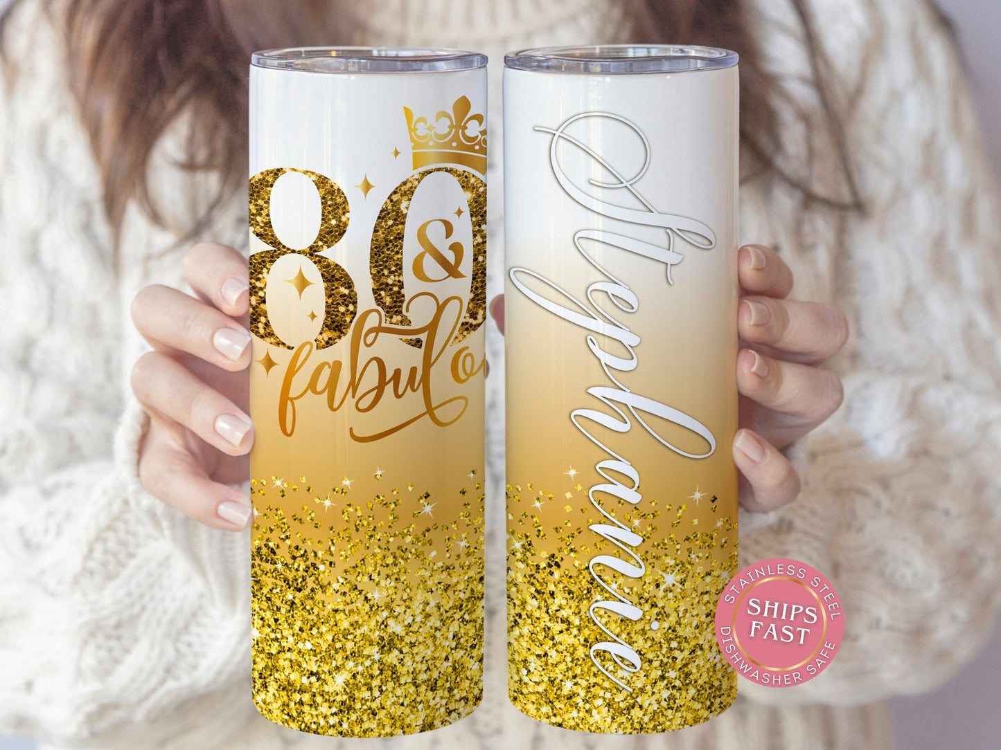 Personalized 80th Birthday Tumbler - Fabulous Gift for Her Custom Birthday Cup