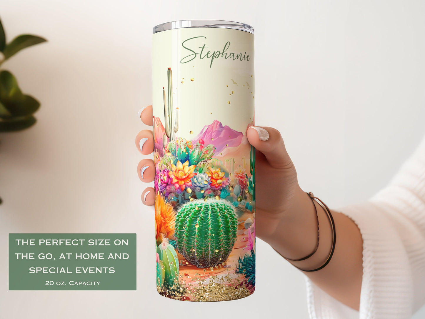 Personalized Cactus Tumbler - Custom Gift for Succulent Lovers and Her