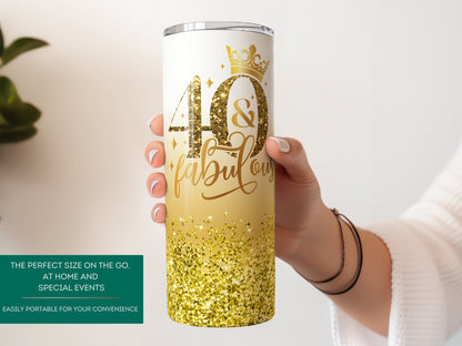 Personalized 40th Birthday Tumbler - Fabulous Gift Travel Cup for Her