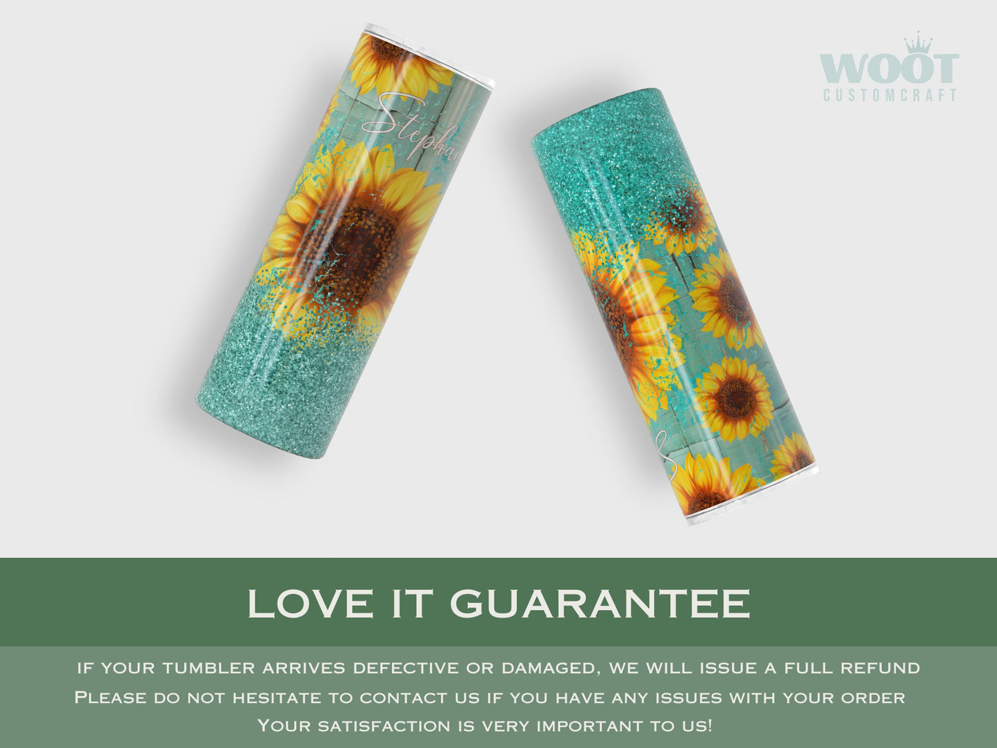 Personalized Teal Sunflower Tumbler - Gift for Her or Sunflower Lovers