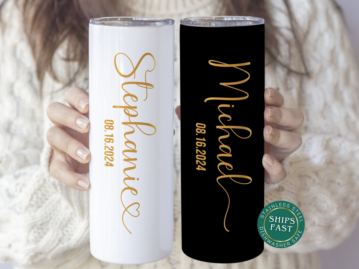 Personalized Wifey & Hubby Tumblers - Custom Couple Gift for Him and Her