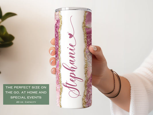 Bachelorette Personalized Pink Tumbler Name Cup