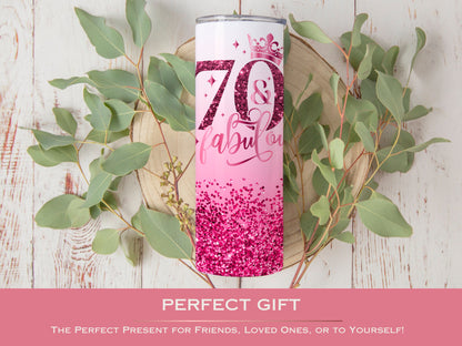 Personalized 70th Birthday Tumbler - Fabulous Gift Travel Cup for Her