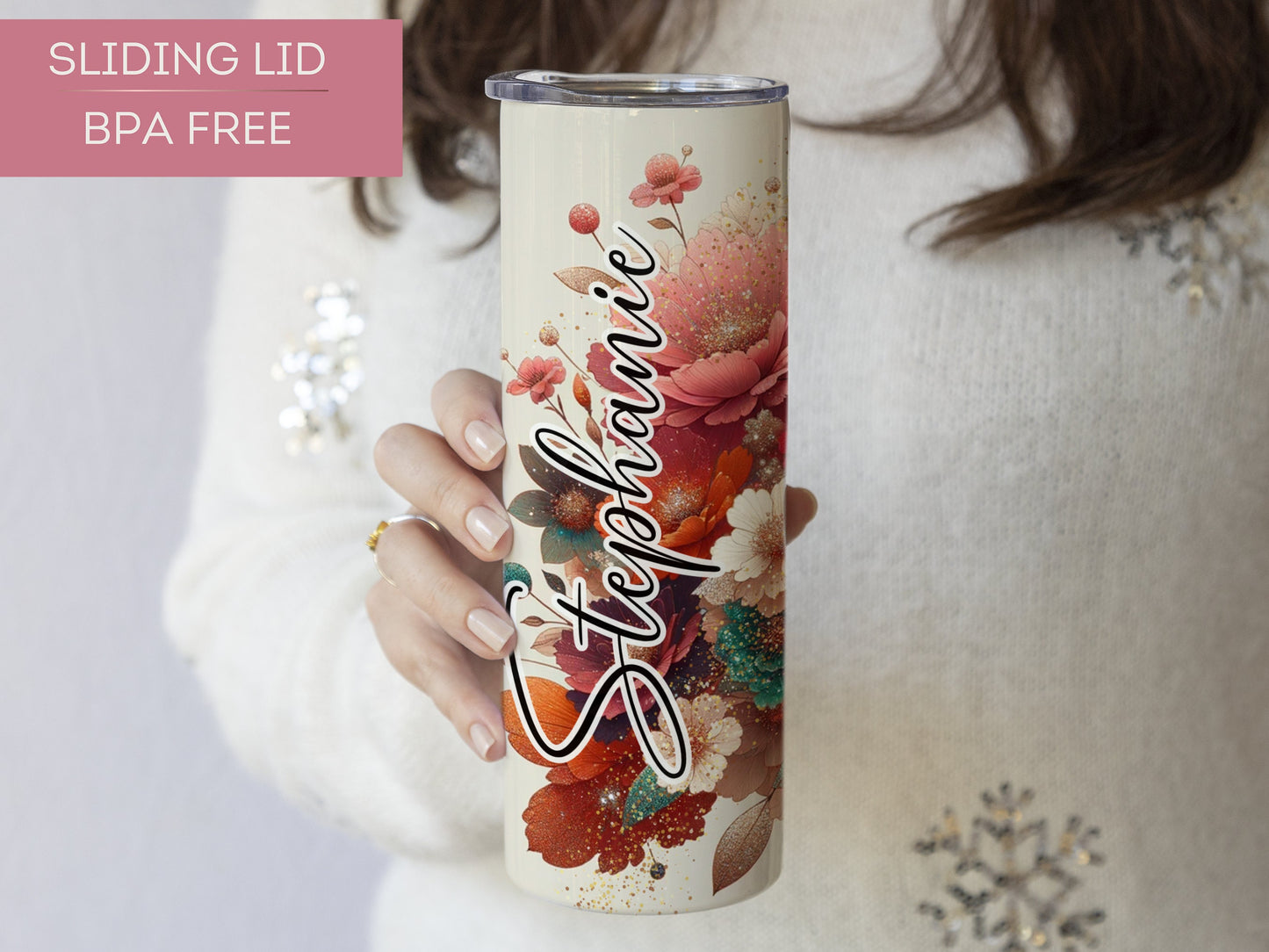 Personalized Dahlia Floral Tumbler - Custom Spring Drinkware for Moms