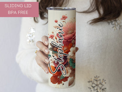 Personalized Dahlia Floral Tumbler - Custom Spring Drinkware for Moms