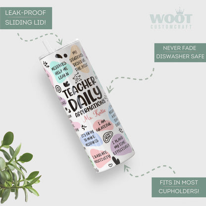 Teacher Daily Affirmation Tumbler Personalized, Teacher Gift, Teacher Affirmation Personalized, Teacher Tumbler, Teacher Appreciation Gift