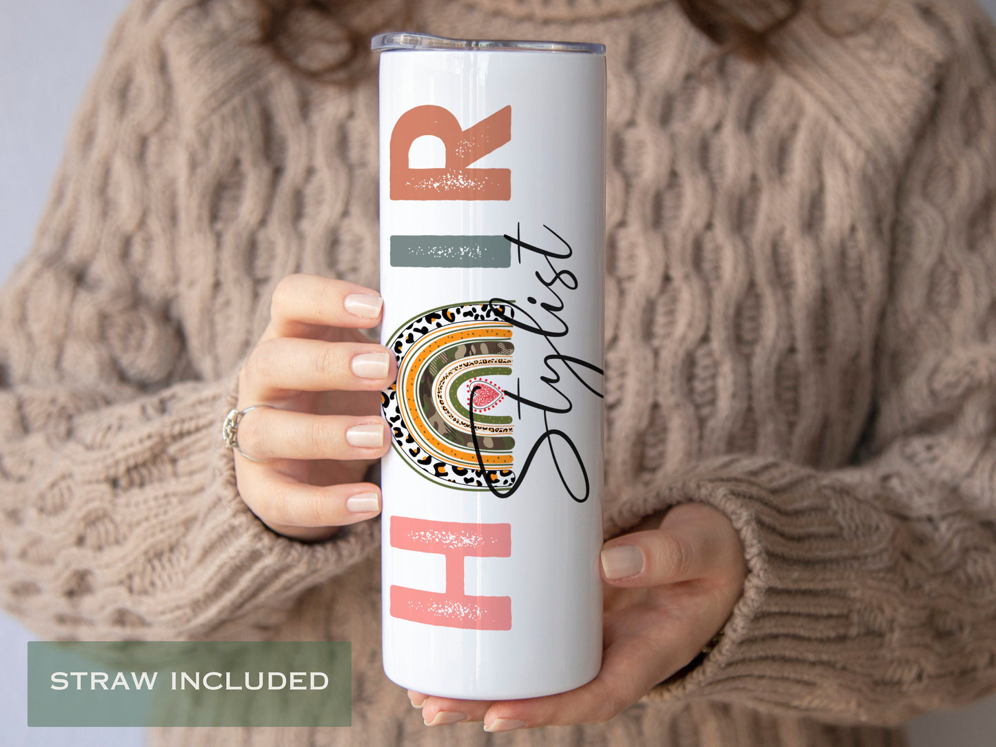 Personalized Rainbow Leopard Tumbler - Unique Gift for Hair Stylists and Grads