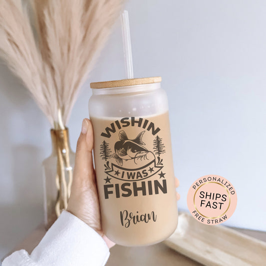 Personalized Fishing Frosted Tumbler - Don't Be a Dumb Bass Iced Coffee Cup