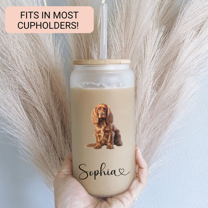 Personalized Dog Frosted Glass Tumbler - Custom Iced Coffee Cup for Dog Lovers