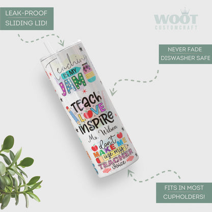 Personalized Teacher Tumbler - Inspirational Affirmation Gift for Educators