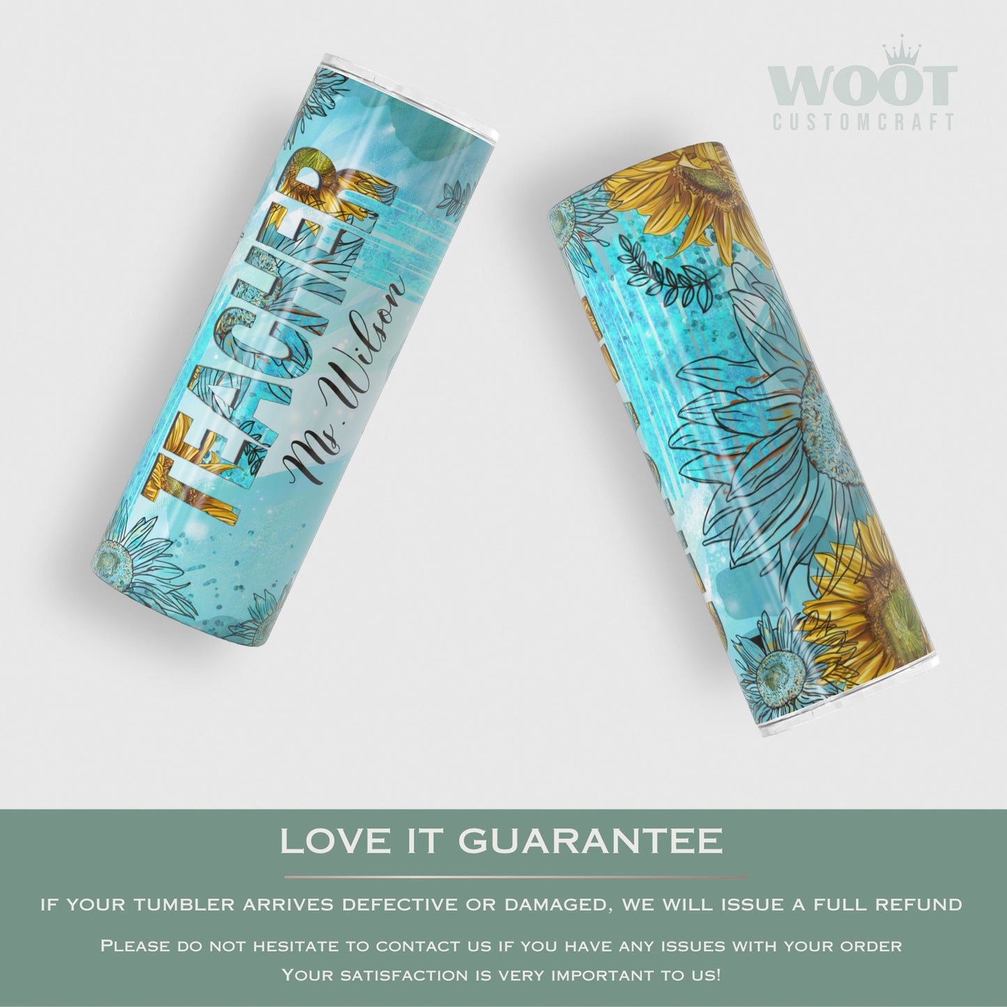 Customized Teacher Sunflower Tumbler - Gift for Teacher Appreciation and Back to School