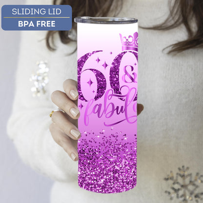Personalized 60th Birthday Tumbler - Fabulous Sixty Travel Cup Gift for Her