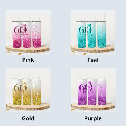 Personalized 60th Birthday Tumbler - Fabulous Sixty Travel Cup Gift for Her