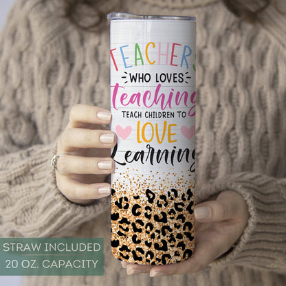 Custom Rainbow Teacher Tumbler - Personalized Travel Cup for Appreciation Gifts