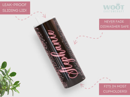 Rose Gold Ombre Glitter Tumbler - Sparkling Gift for Her or Mom