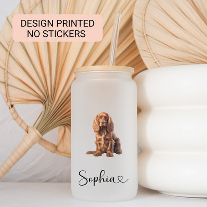 Personalized Dog Frosted Glass Tumbler - Custom Iced Coffee Cup for Dog Lovers