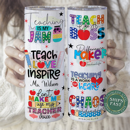 Personalized Teacher Tumbler - Inspirational Affirmation Gift for Educators