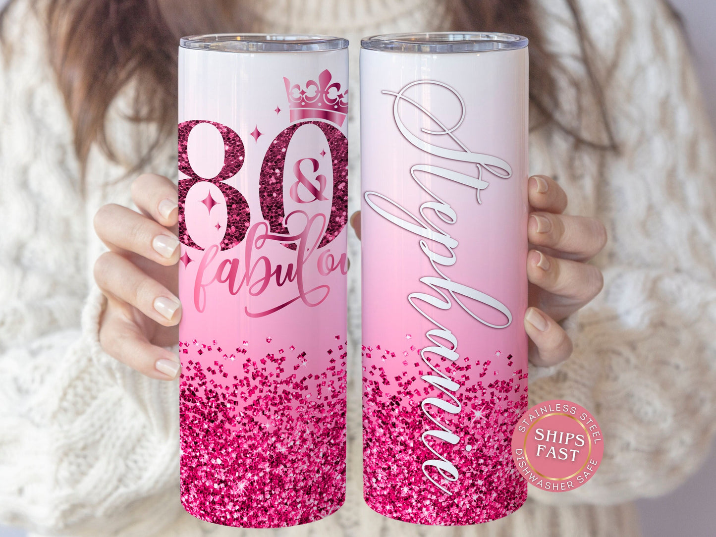 Personalized 80th Birthday Tumbler - Fabulous Gift for Her 80th Birthday Cup