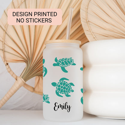 Personalized Sea Turtle Coffee Tumbler - Custom Iced Coffee Cup | Unique Gift for Turtle Lovers