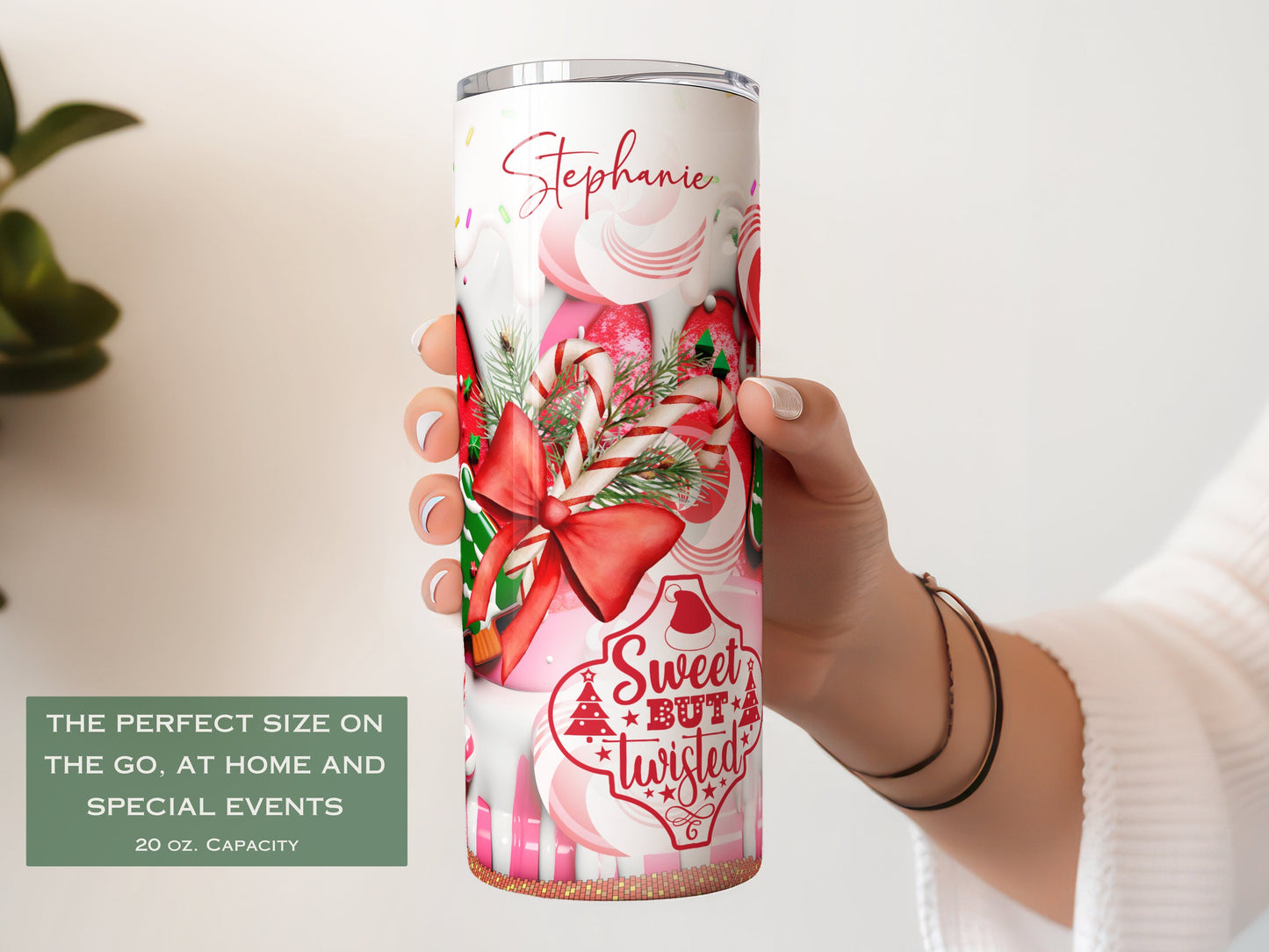 Personalized Candy Cane Tumbler - Sweet but Twisted Holiday Gift
